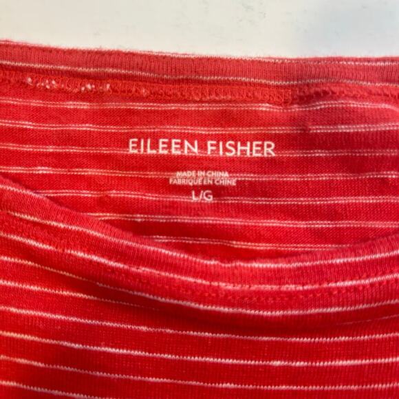 Eileen Fisher 100% organic linen striped pullover tunic top size L - Picture 5 of 8